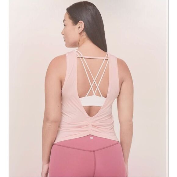 Lululemon Deep Stretch Tank Top Open Back Size Medium Rare Style Dusty Pink - Picture 1 of 9